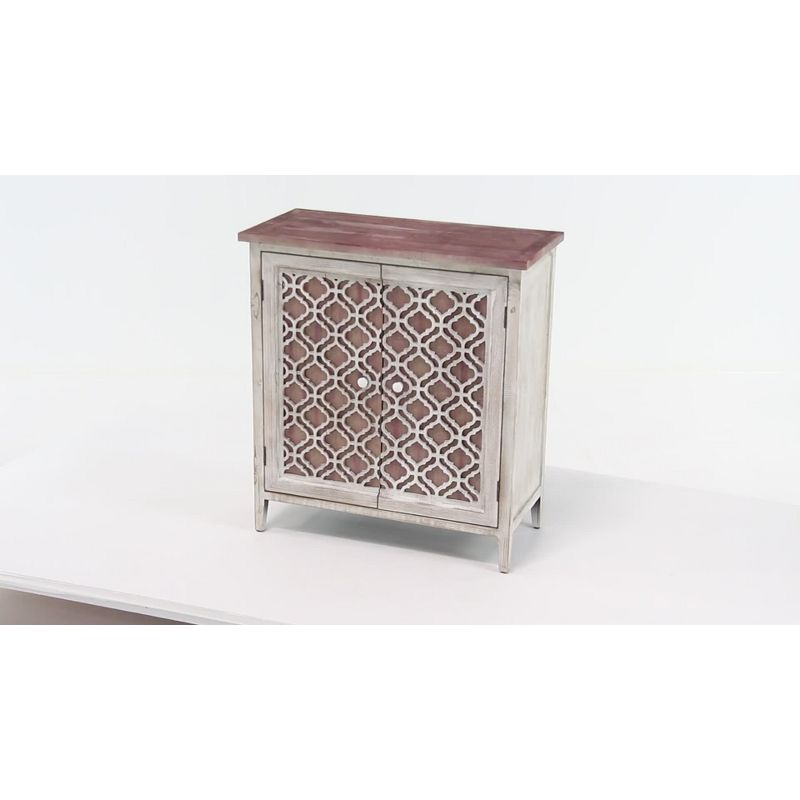Rustic 2 Door Wooden Cabinet Brown - Olivia & May: Bohemian Style, Fixed Shelves, No Assembly Required