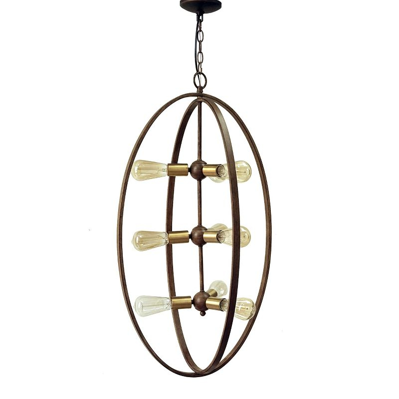 Yosemite Home Decor Alpha 9-Light Chandelier in Distressed Antique Brass Finish