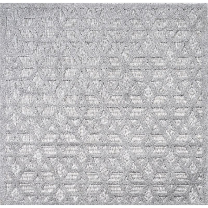 5' x 5' Talaia Neutral Geometric Indoor/Outdoor Area Rug, Light Gray - JONATHAN Y