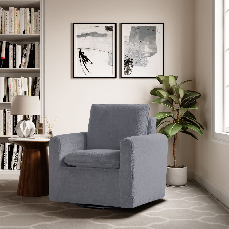 Lifestyle Solutions Lyndale Swivel Accent Chair Charcoal: High-Density Foam, Metal Legs, Scandinavian Style