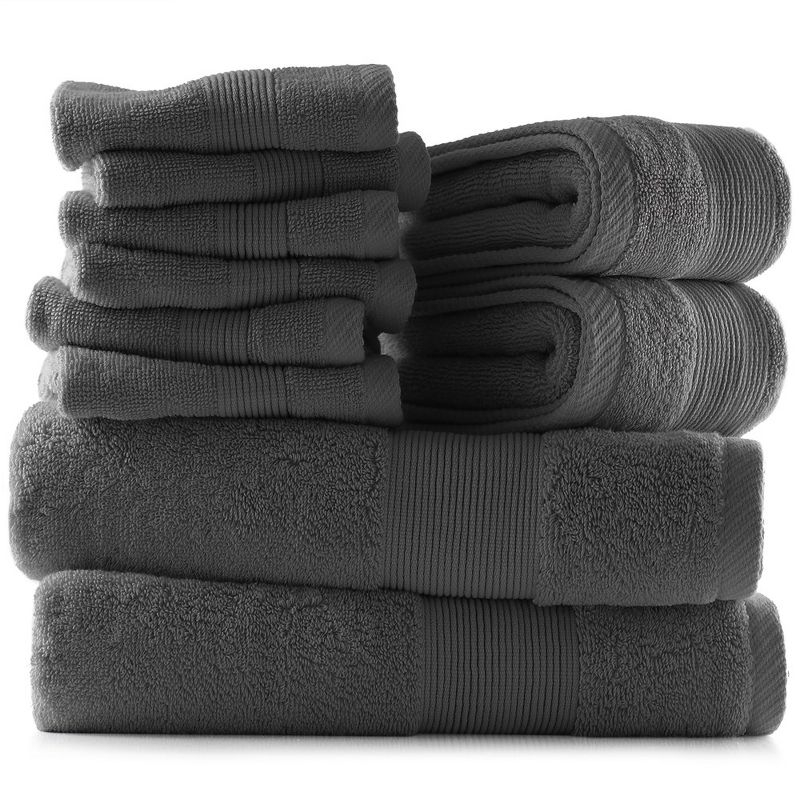 Hearth & Harbor Bath Towels, 10 Piece Highly Absorbent Towel Set - Gray