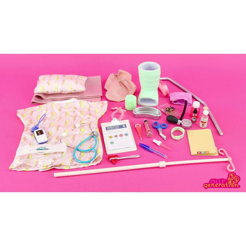 Our Generation Adjustable Hospital Bed & Doctor Set for 18" Dolls - Get Well Bed