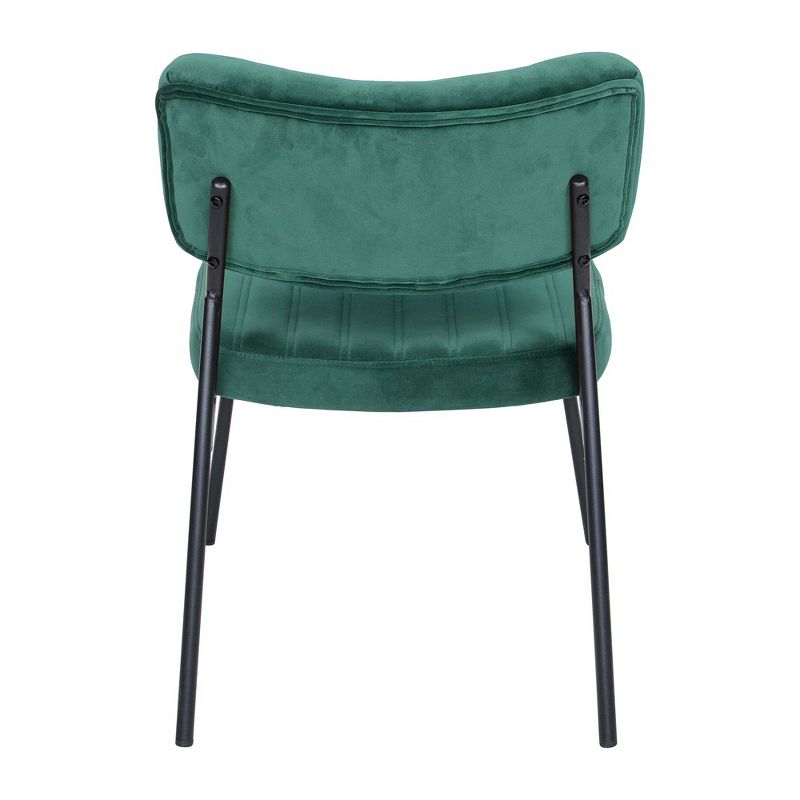 LeisureMod Marilane Velvet Accent Chairs with Cushioned Upholstery - Set of 2 for Living Rooms, Offices, and Lounges, Emerald Green