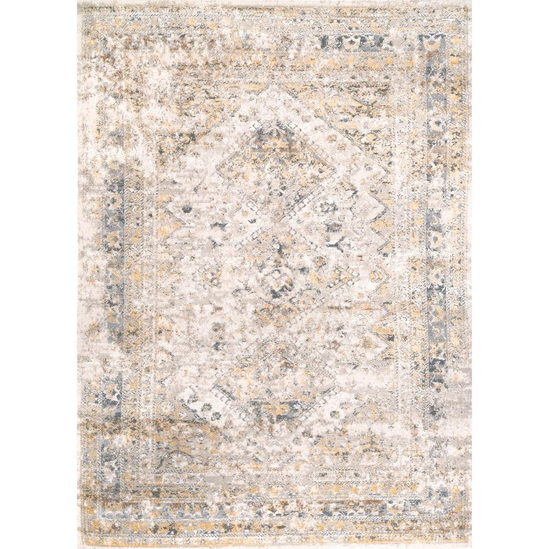 Nuloom Madisson Medallion 5x8 Indoor Area Rug for Living Room Bedroom Dining Room Kitchen, Gold/Ivory