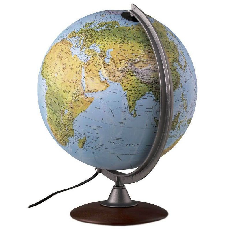 Tactile Blue Ocean Physical Relief Globe - Waypoint Geographic: 12" Diameter, Political Boundaries, Major Cities, Plastic