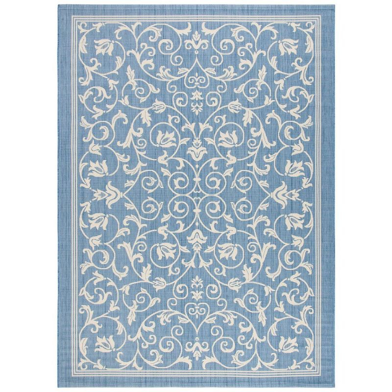 Courtyard CY2098 Power Loomed Indoor and Outdoor Area Rug - Blue/Natural - 9'x12' - Safavieh