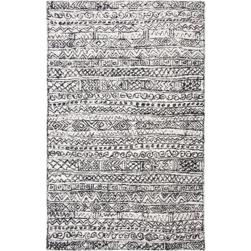 Micro-Loop MLP228 Hand Tufted Indoor Area Rug - Ivory/Black - 5'x8' - Safavieh