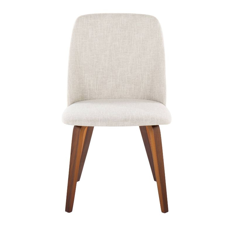 Set of 2 Toriano Dining Chairs Walnut/Beige: LumiSource, Upholstered, Mid-Century Modern, Wood Legs