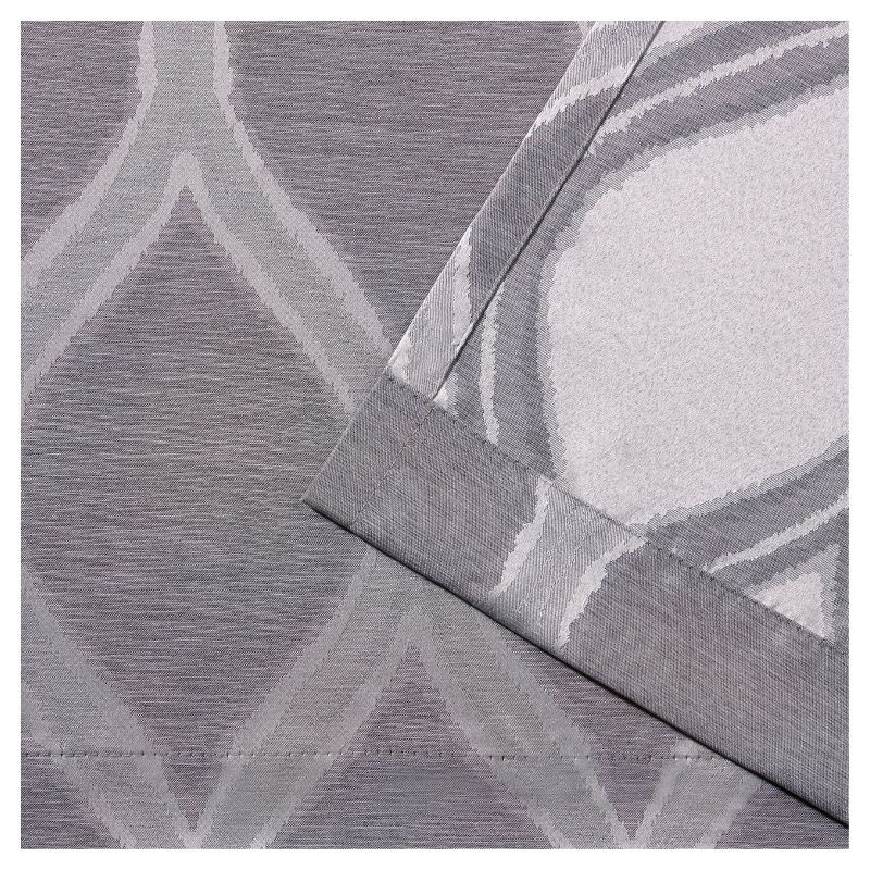 Set of 2 96"x54" Montrose Ogee Geometric Textured Linen Jacquard Grommet Top Window Curtain Panel Gray