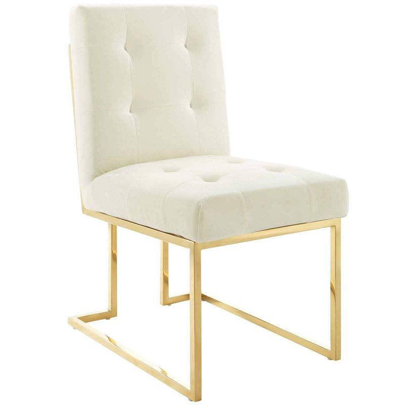 Privy Gold Stainless Steel Performance Velvet Dining Chair Gold/Ivory - Modway
