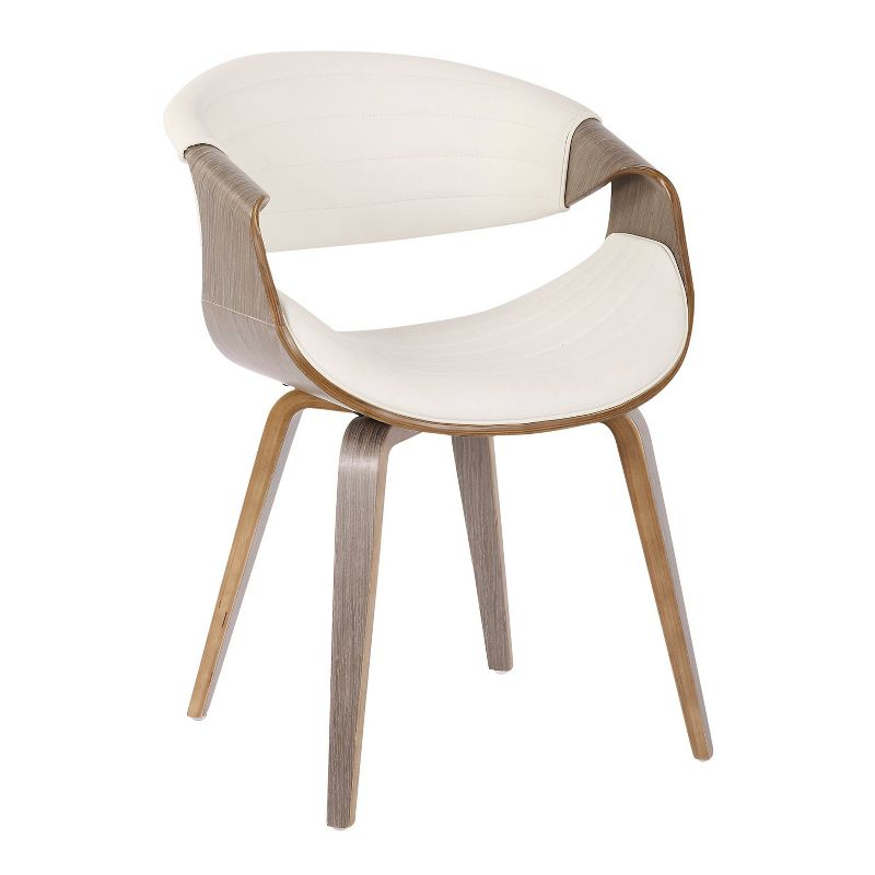 Symphony Mid-Century Modern Dining Accent Chair: Faux Leather, Wood Legs, Tufted - LumiSource