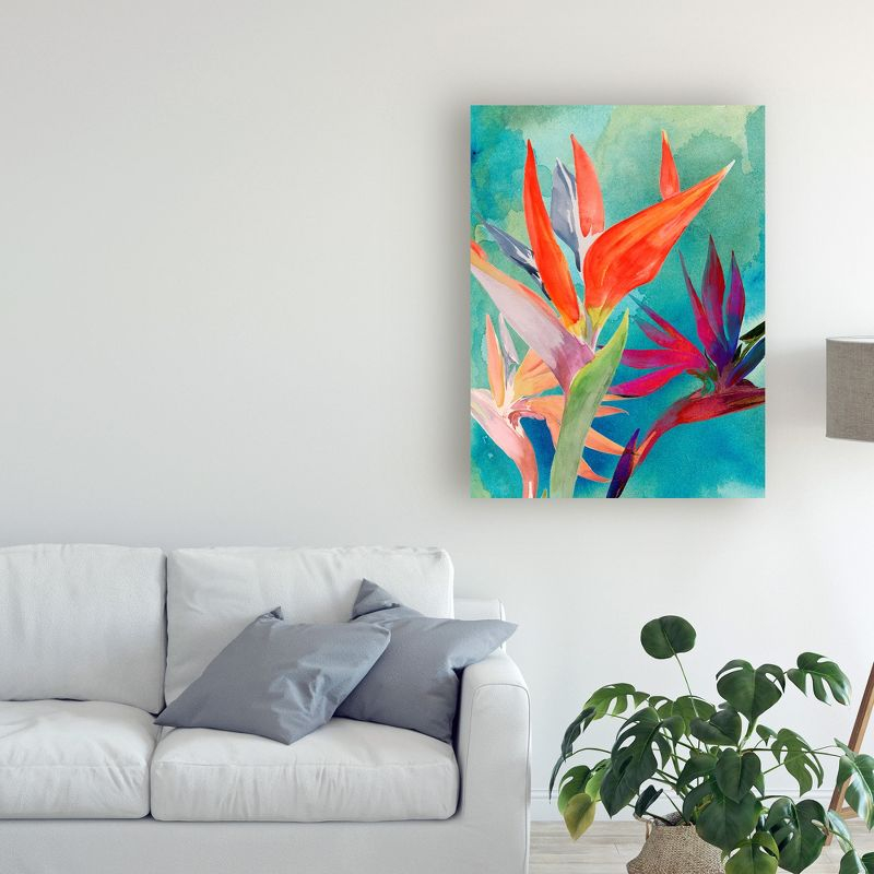 Trademark Fine Art -Jennifer Paxton Parker  'Vivid Birds Of Paradise I' Canvas Art - 19''x14''