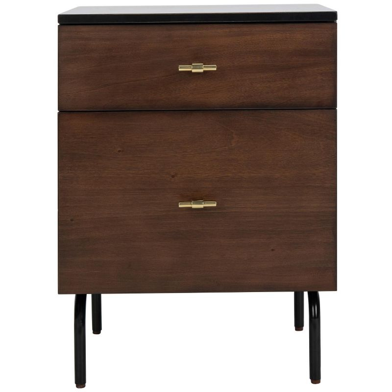 Genevieve 2 Drawer Nightstand - NST5002 - Walnut/Black - Safavieh