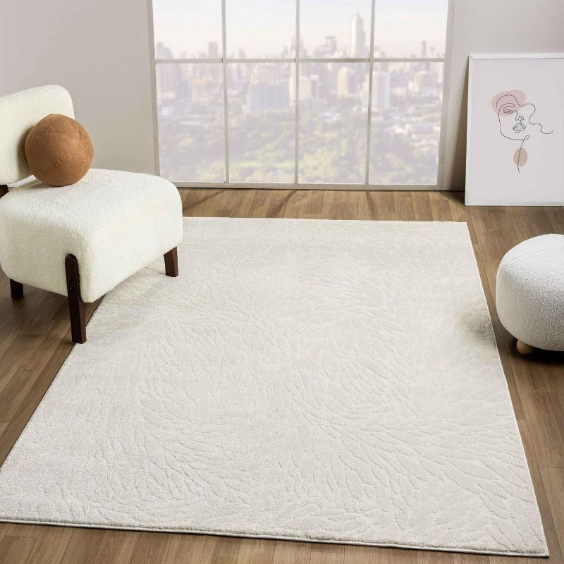 Luxe Weavers Modern Floral Indoor Cream 8x10 Area Rug