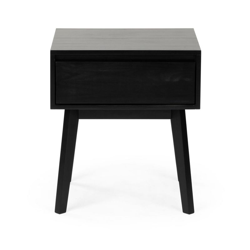 Plank+Beam Solid Wood Nightstand with Storage Drawer, Modern Small End Table, Black