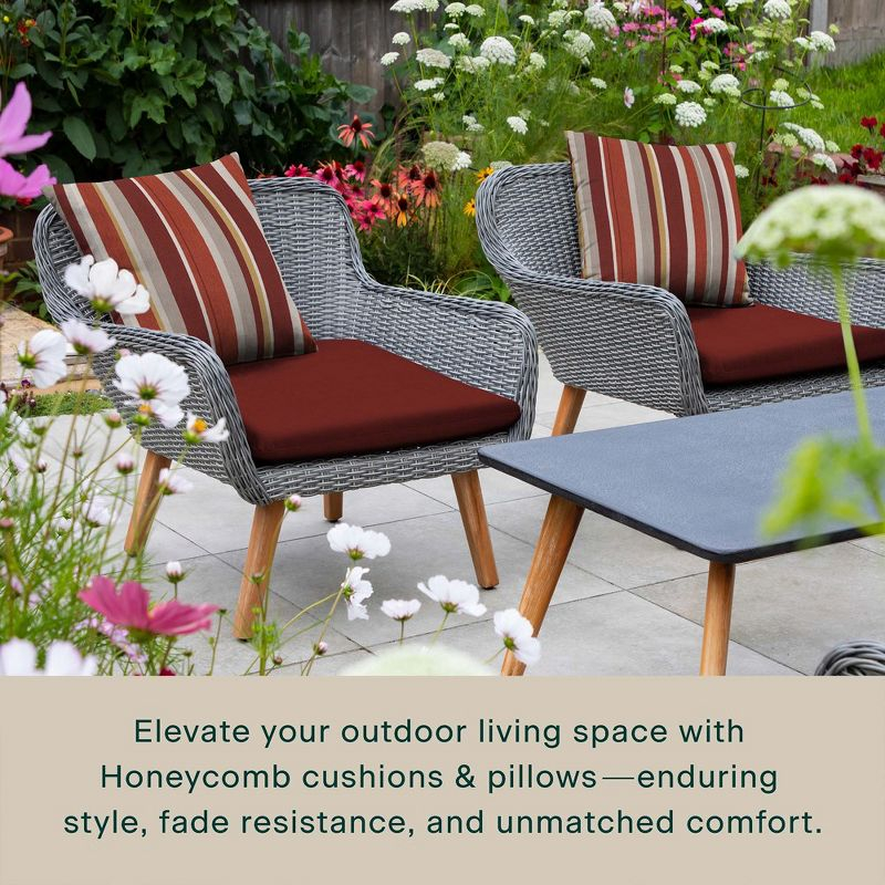 Honeycomb Outdoor Universal Seat Cushion (2-Pack) - Textured Solid Henna