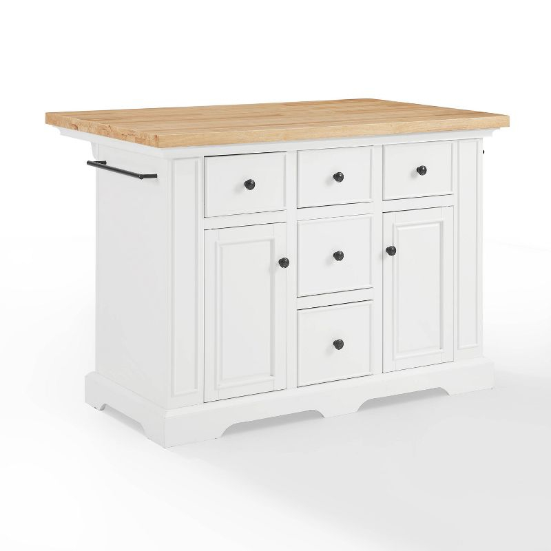 Crosley Julia Wood Top Kitchen Island White: Traditional Style, Towel Bar, 5 Drawers, 2 Doors
