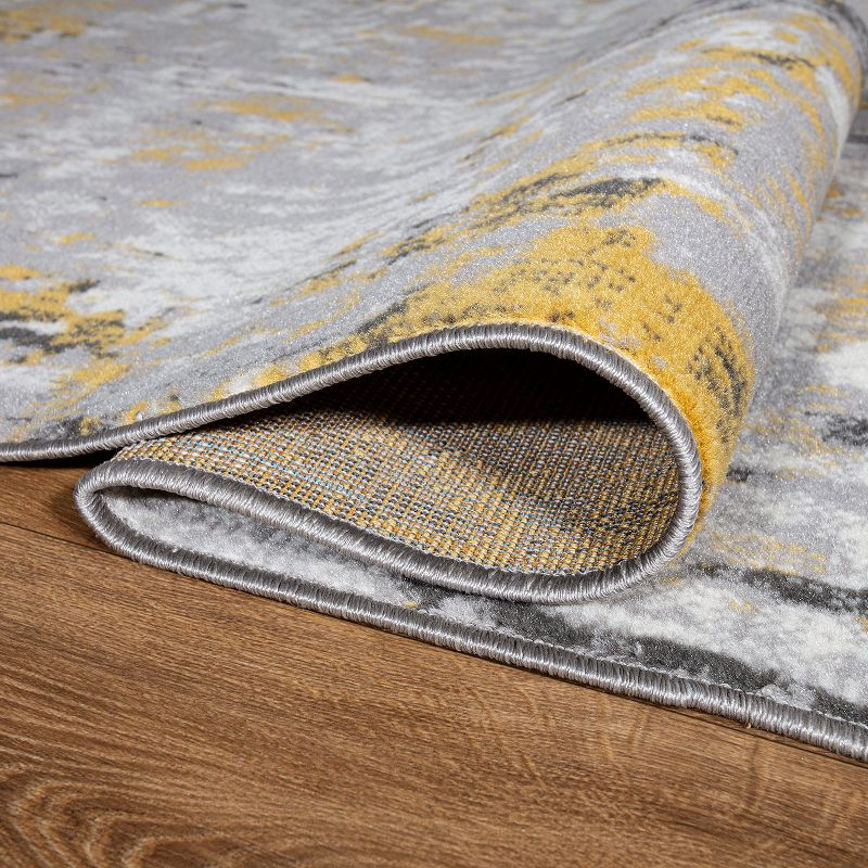 World Rug Gallery Distressed Modern Abstract Area Rug - Yellow 5' x 7'