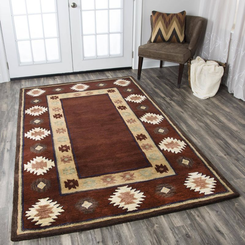 Alora Decor 6'6"x9'6" Ryder Southwest Border Rectangle Area Rug Burgundy
