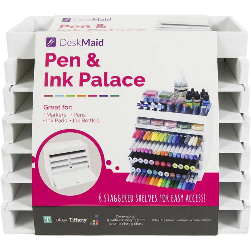 Desk Maid Pen & Ink Palace-White, 7"Hx9"W