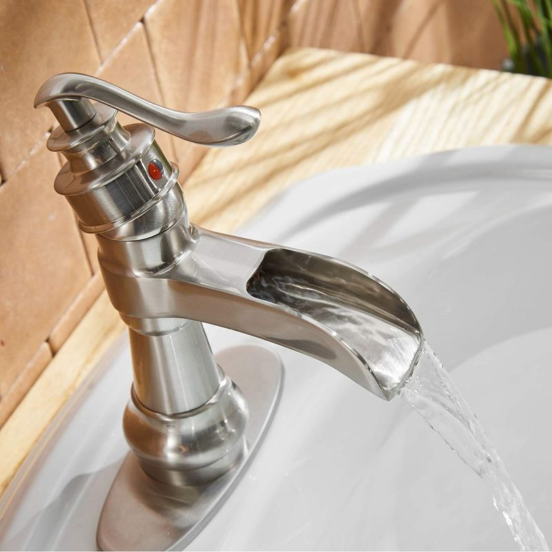 BWE Single Hole Single-Handle Low-Arc Bathroom Faucet in Brushed Nickel