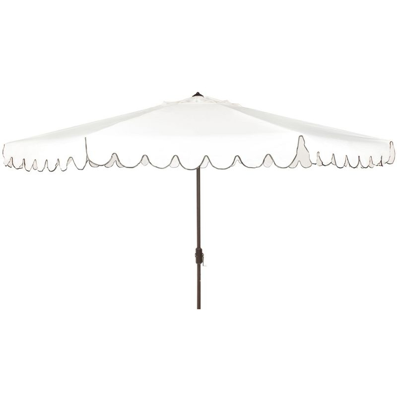 Venice 11Ft Round Crank Umbrella - PAT8110 - Ivory/Black - Safavieh