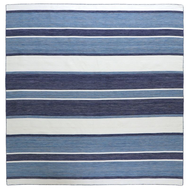 Liora Manne Sorrento Boat Stripe Indoor/Outdoor Rug Navy 8' Square