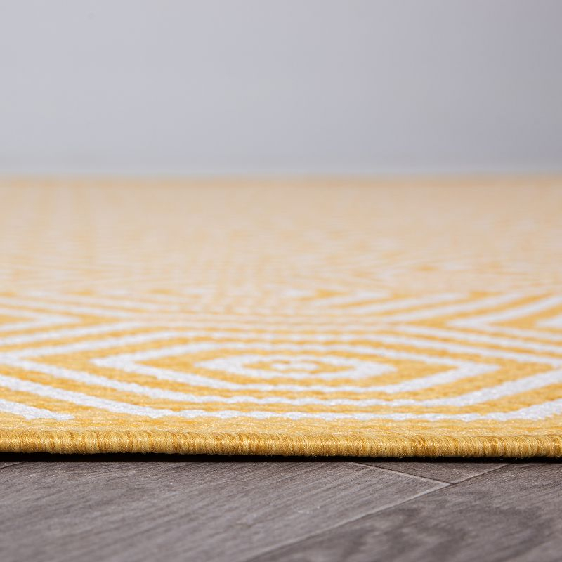World Rug Gallery Modern Geometric Textured Flat Weave Indoor/Outdoor Area Rug - YELLOW 5' X 7'