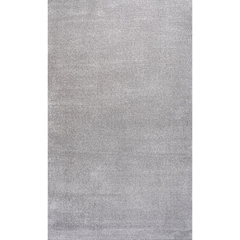 8'x10' Haze Solid Low-Pile Area Rug, Light Gray - JONATHAN Y