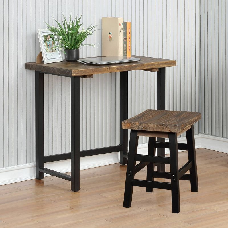Alaterre Furniture Pomona Writing Desk Metal and Solid Wood Natural : Modern Style, No Storage, Spot Clean, 30" Height