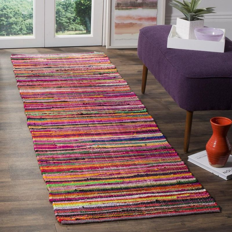 Rag Rug RAR240 Hand Woven Indoor Runner Rug - Red/Multi - 2'3"x10' - Safavieh.