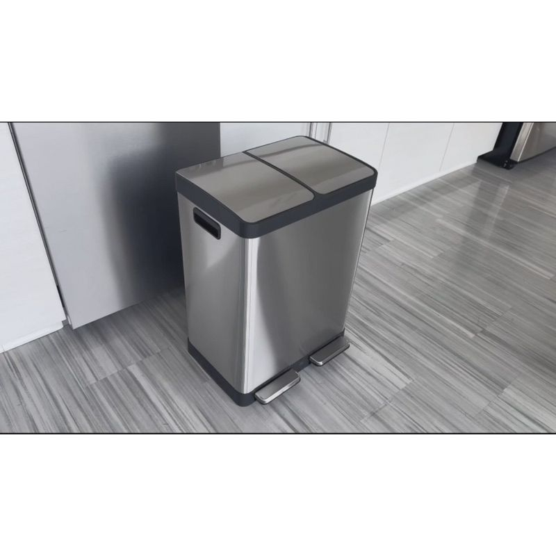 halo quality 16gal Premium SoftStep Stainless Steel Step Trash Can: Kitchen Trash Can, Nonslip Base, Removable Liner, Silver