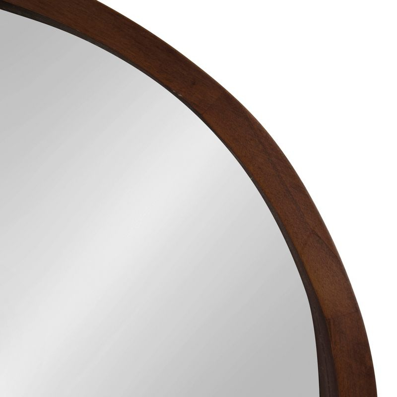 22" x 22" Hutton Round Wood Wall Mirror Walnut Brown - Kate and Laurel