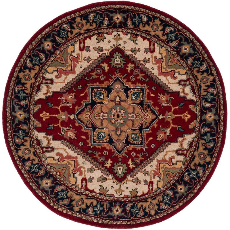 Heritage HG625 Handmade Area Rug - 3'6" Round - Red - Safavieh