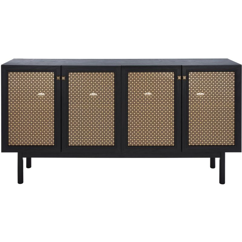 Piran 4 Door 2 Shelf Media Stand - MED9611 - Black/Gold - Safavieh
