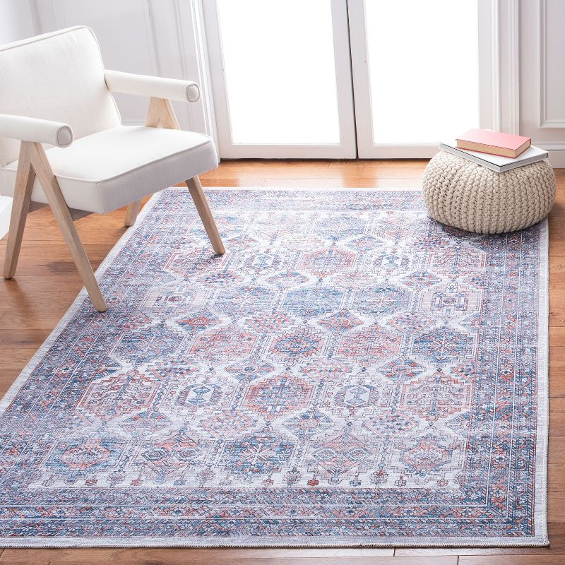 Serapi SEP520 Power Loomed Machine Washable Skid-Resistant Indoor Accent Rug - Ivory/Rust - 4'x6' - Safavieh
