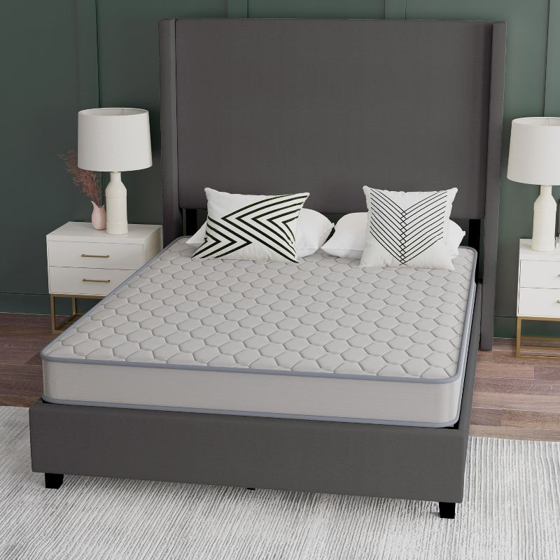 Emma and Oliver Premium Comfort 6" Full Size Medium Firm Hybrid Innerspring Mattress in a Box with Knitted Fabric Top and CertiPUR-US Certified Foam