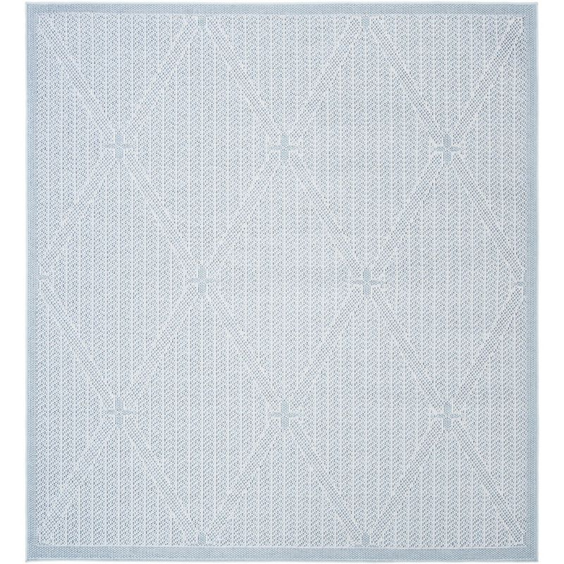 Bermuda BMU811 Machine Washable UV & Stain Resistant Non-Shedding Power Loomed Indoor/Outdoor Area Rug - Light Blue/Ivory - 6'7"x6'7" - Safavieh