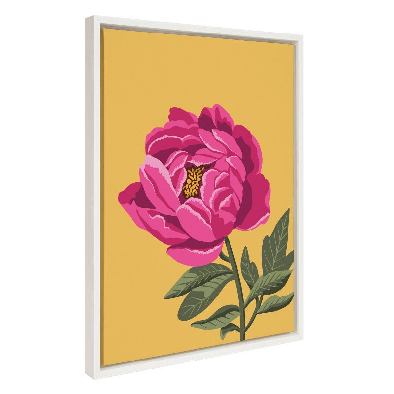 Kate & Laurel All Things Decor 18"x24" Sylvie Bright Peony Framed Canvas by Maria Filar White: Modern Style, Nature Art