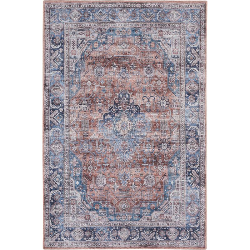 Nourison Washable Brilliance 4' x 6' Blue/Multi Vintage Indoor Rug
