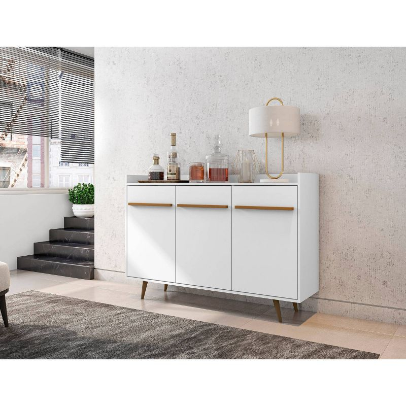 53.54" Bradley Buffet Stand White - Manhattan Comfort: Mid-Century Modern Storage Console