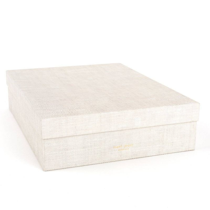 Sugar Paper Essentials Paper File Box Flax: File Organizer & Storage Bin, Beige Paperboard, 13.625" x 10.125" x 3.375"