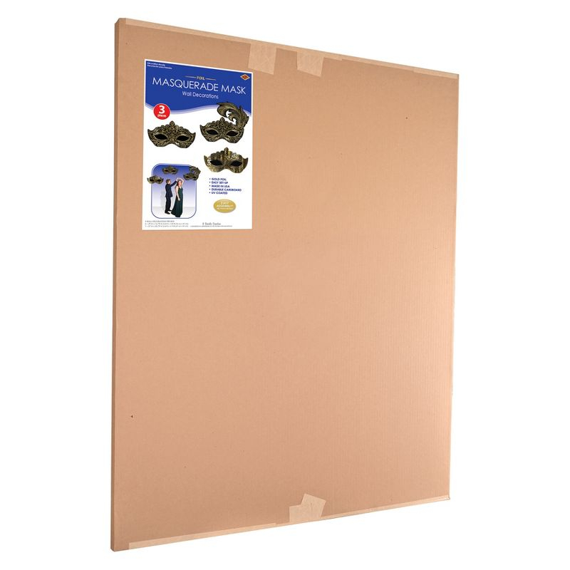 Beistle Masquerade Mask Wall Decorations, Asstd, (3/Box) Multicolored