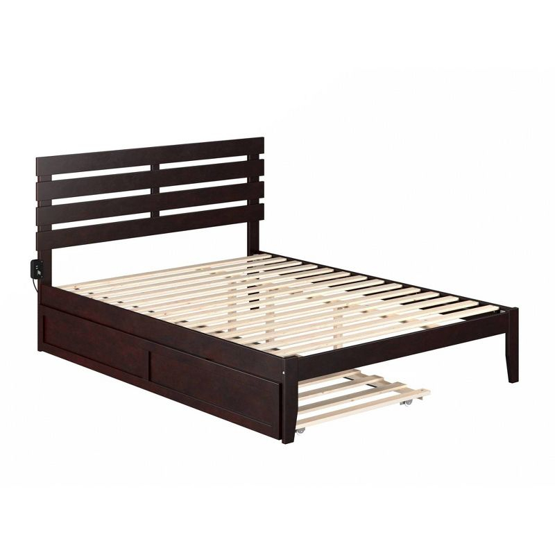 Queen Oxford Bed with Twin XL Trundle Espresso - AFI: Solid Hardwood, No Box Spring Required