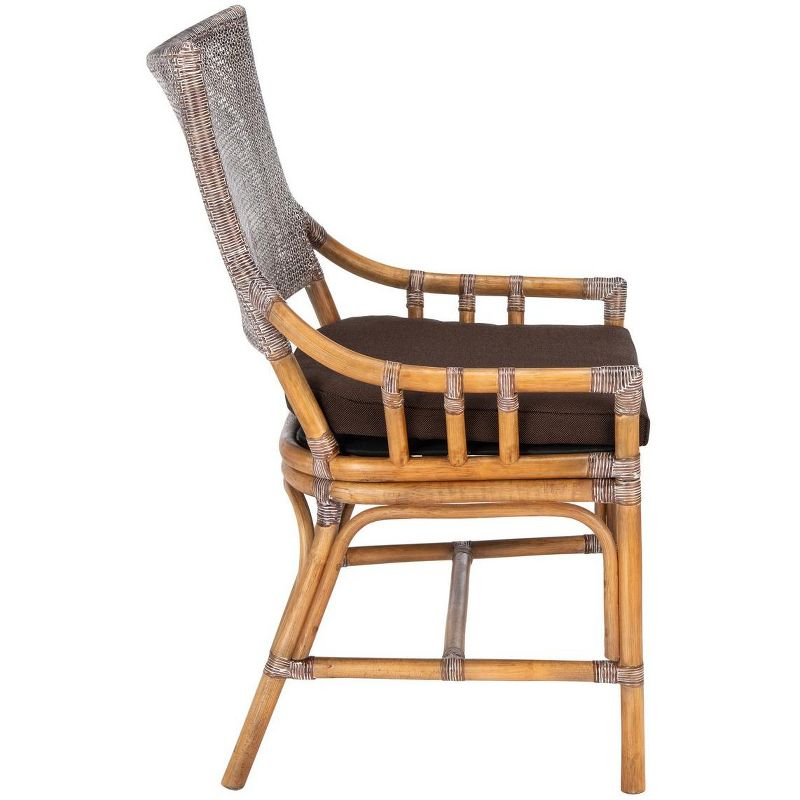 Donatella Rattan Chair - Brown White Wash/Dark Brown - Safavieh