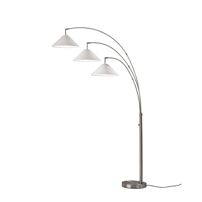Braxton 3 Arm Arc Lamp Brushed Steel - Adesso: Modern Multi-Head, ETL Listed, Metal Body with Polyester Shade