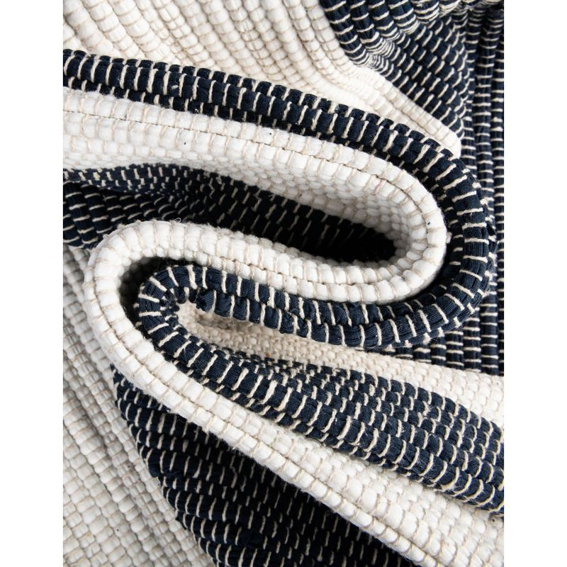 Unique Loom Chindi Rag Collection Area Rug - Striped (2' 7" x 6' 1" Runner Navy Blue/Ivory)