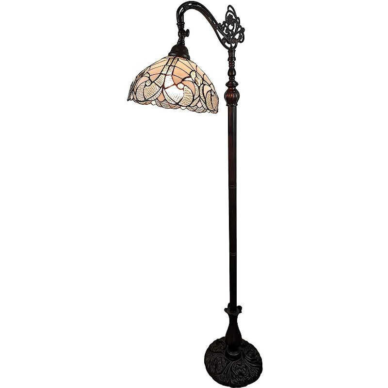 Amora Lighting Tiffany Style White Reading Floor Lamp 62" High
