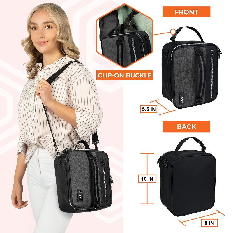 OPUX Insulated Lunch Box Men Women Adult, Compact Soft Cooler Bag Kids Boys Girls, Leakproof Small Pail Work School (Heather Charcoal, One Size)