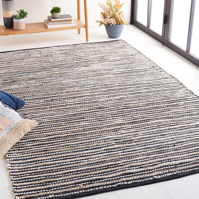 Vintage Leather VTL205 Hand Woven Area Rug - Black/Ivory - 8'x10' - Safavieh.